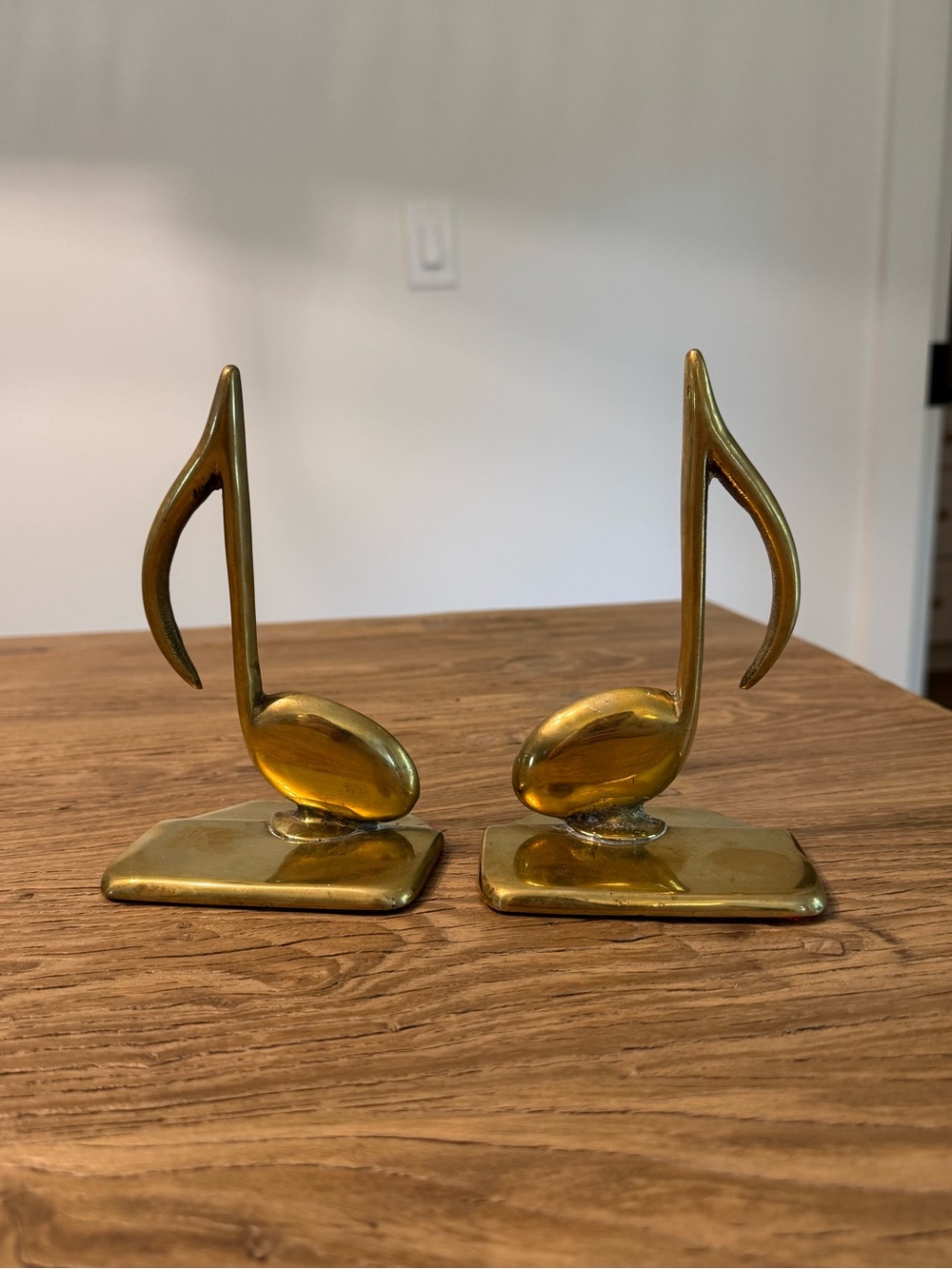 Vintage Brass Music Note Bookends Pair